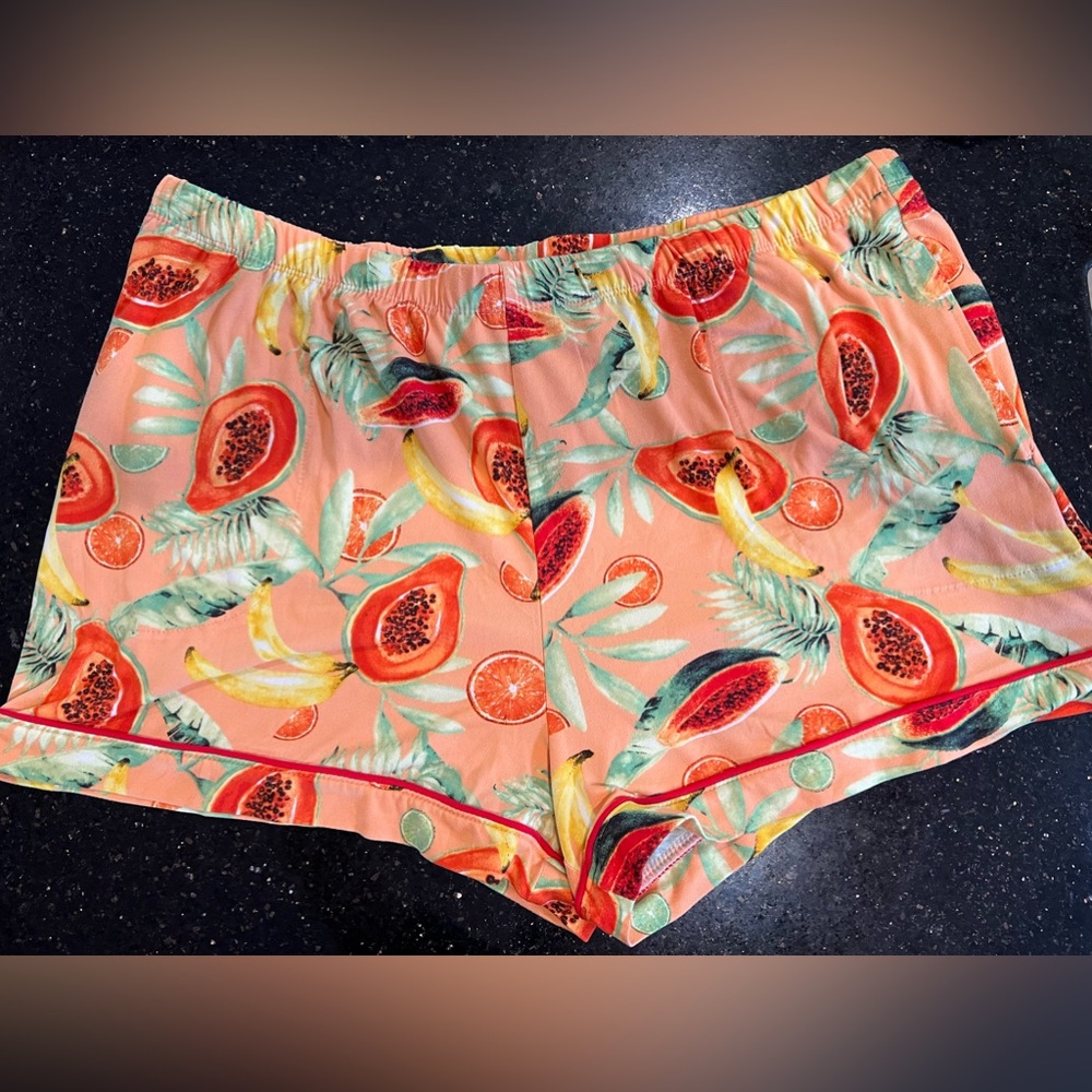NWOT Joyspun  Papaya and Banana Print Shorts with elastic waist and Pockets XL
